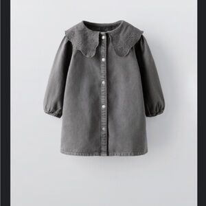 Girls 4T Zara Gray Button-Up Dress with Eyelet Collar